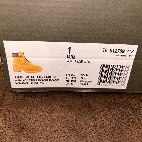 Aunthentic Kids Timberland Waterproof Boots Color:Wheat NuBuck - Picture 6 of 6